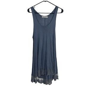 Chloe K Lace Trim High Low Tank Dress Medium Slate Blue Boho Fairycore Romantic